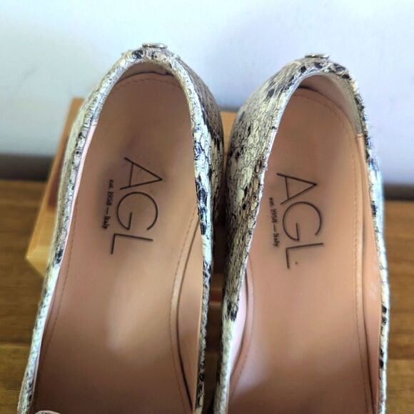 AGL Embossed Snakeskin Leather Flats 6/36 Rock Glam Boho Preppy Chic Whimsigoth - Picture 4 of 13